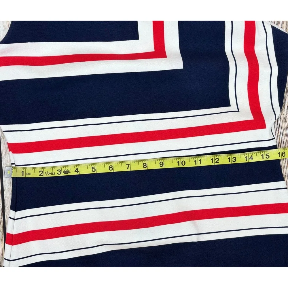 Daniel Cremieux Ella Harvest Moon Sheath Dress Size Large‎ Navy Cherry Geometric